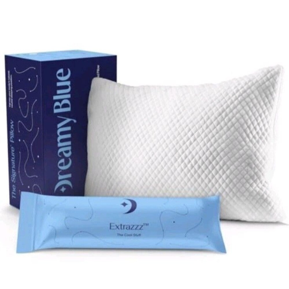 DreamyBlue Adjustable Memory Foam Pillow Queen Bamboo Cover Certified Pure